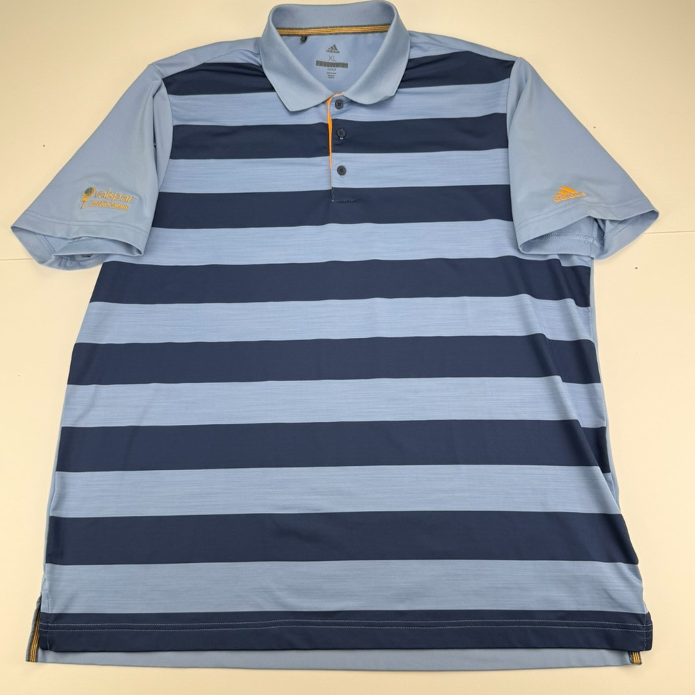 Adidas Golf Shirt XL Valspar Championship Polo Striped Performance Blue Orange